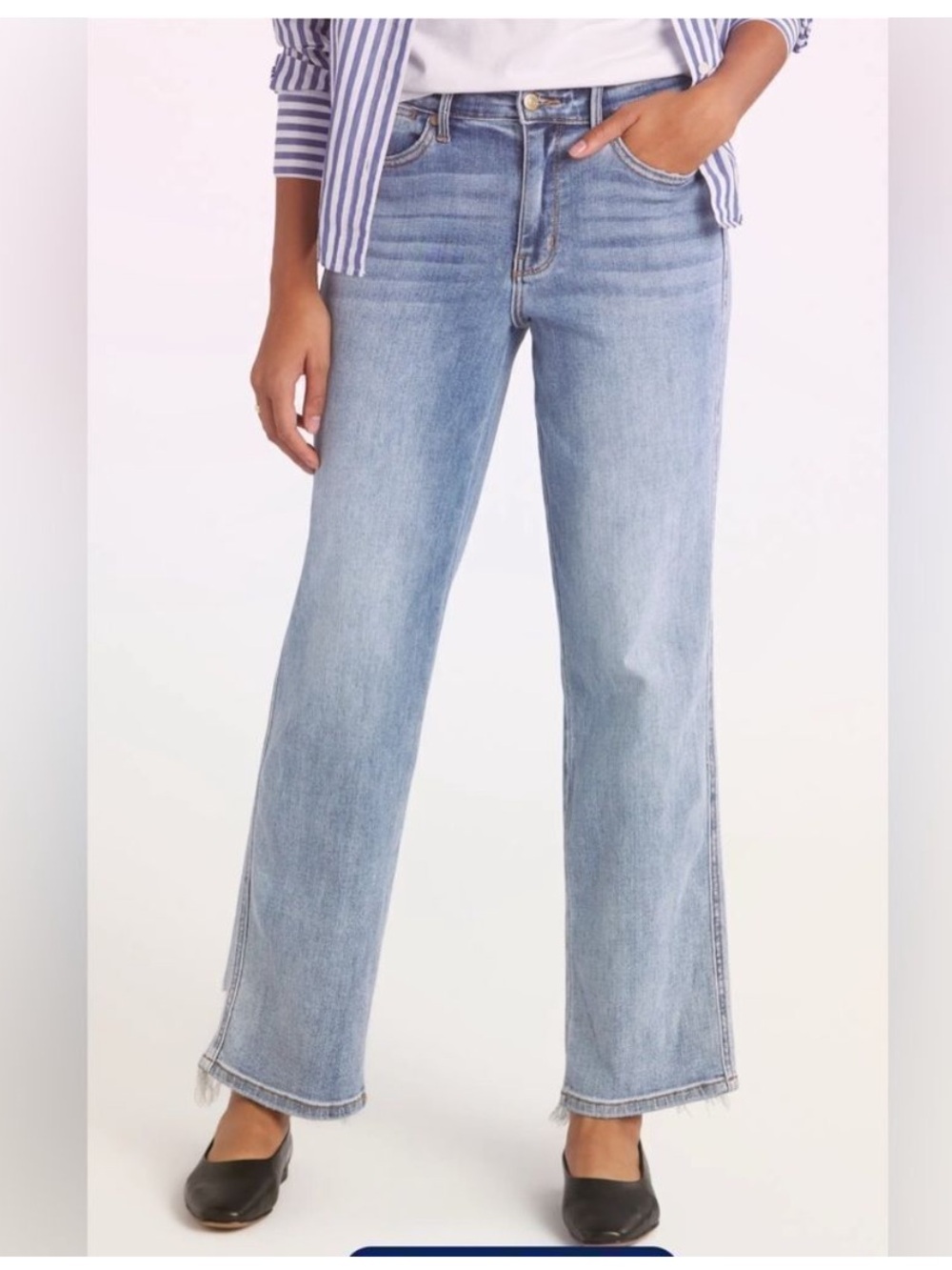 Judy Blue Dad Jeans Size 11/30 Light Wash Distressed Frayed Hem Straight Leg